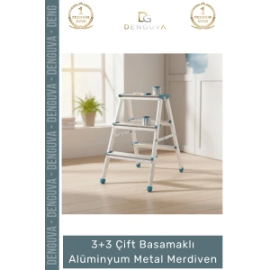 #Merdiven Profesyonel Sağlam Ergonomik Katlanır Tip 3+3 Çift Basamaklı Alüminyum Metal Merdiven