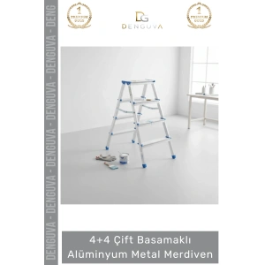 #Merdiven Dayanıklı Hafif Katlanabilir 92 cm Çift Yön 4+4 Çift Basamaklı Alüminyum Metal Merdiven