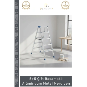 #Merdiven Sağlam Dayanıklı Katlanabilir Hafif Pratik 5+5 Çift Basamaklı Alüminyum Metal Merdiven
