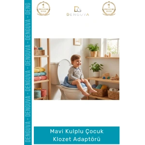 #ÇocukKlozet Konforlu Kaymaz Hijyenik Güvenli Dayanıklı Portatif Mavi Kulplu Çocuk Klozet Adaptörü