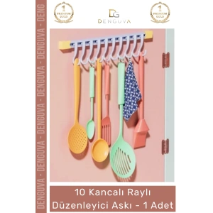 #Askı Dolap İçi Pratik Askılık Organizer 10 Kancalı Raylı Mutfak Banyo Düzenleyici Askı