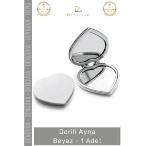 #Ayna Modern Dekoratif Cep Boy Salon Antre Ofis Tasarım Lüks Suni Çerçeve Derili Ayna Beyaz - 1 Adet