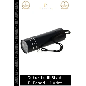 #ElFeneri Profesyonel Kamp Tipi Dayanıklı Gövde Ergonomik Tasarım Dokuz Ledli El Feneri Siyah