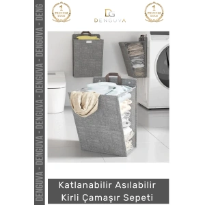 #ÇamaşırSepeti Modern Tasarım Yer Tasarrufu Sağlayan Şık Katlanabilir Asılabilir Kirli Çamaşır Sepeti