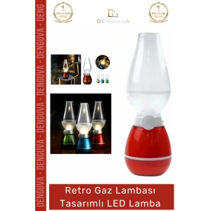 #LedLamba Nostaljik Şarjlı USB Üfleme Sensörlü Dimmerli Masa Retro Gaz Lambası Tasarımlı LED Lamba - 1 Adet