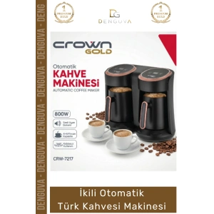#KahveMakinesi Crown Közde Pişirme Köpüklü Tasarım Şık 800W Siyah Gold İkili Otomatik Türk Kahve Makinesi