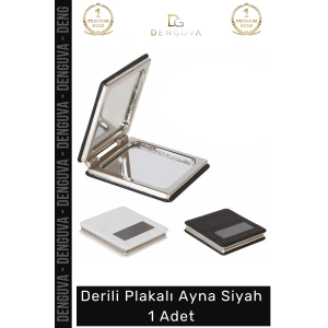 #Ayna Modern Tasarım Lüks Dekoratif Estetik Siyah Deri Kaplama Ev Derili Plakalı Ayna Siyah - 1 Adet