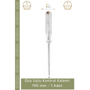 #KontrolKalemi Profesyonel Elektrikçi Tornavida İzoleli Gerilim Testi Düz Uçlu Kontrol Kalemi 190 mm - 1 Adet