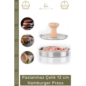 #KöfteKalıbı Paslanmaz Çelik Mutfak Köfte Basma Aparatı Restoran Şekillendirici 12 cm Hamburger Press