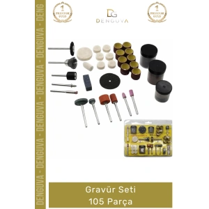 #GravürSeti 105 Parça Hobi Gravür Matkap Taşlama Uyumlu Hassas Zımparalama Polisaj Fırçalama Seti