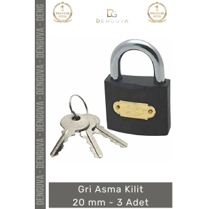 #AsmaKilit Dayanıklı Çelik Kompakt Güvenlikli Korozyon Önleyici Profesyonel Gri Asma Kilit 20 mm - 3 Adet