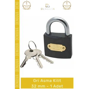 #AsmaKilit Çelik Gövde Güvenli Sağlam Dayanıklı Paslanmaz Hırsızlığa Karşı Gri Asma Kilit 32 mm - 1 Adet