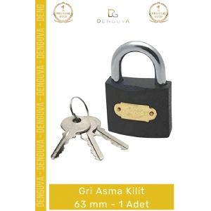 #AsmaKilit Çelik Gövde Yüksek Güvenlikli Dayanıklı Profesyonel Sağlam Sert Gri Asma Kilit 63 mm - 1 Adet