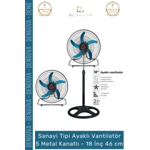 #Vantilatör Sanayi Tipi Vantilatör 80W Ayaklı Duvar Yer Tipi Serinletici Metal Kanatlı 18 İnç 46 cm
