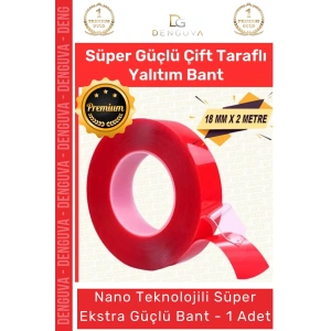 #Bant Çift Taraflı Akrilik Silikonize Şeffaf Güçlü Yapışkanlı Montaj Bant 18 mm x 2 metre - 1 Adet