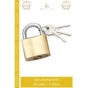 #AsmaKilit Pirinç Gövde Yüksek Güvenlikli Dayanıklı Çelik Kanca Küçük Boyut Sarı Asma Kilit 20 mm - 1 Adet