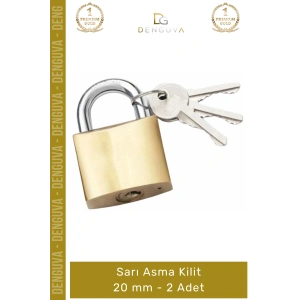 #AsmaKilit Pirinç Gövde Yüksek Güvenlikli Dayanıklı Çelik Kanca Küçük Boyut Sarı Asma Kilit 20 mm - 2 Adet