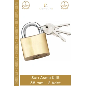 #AsmaKilit Güvenli Pirinç Gövde Sert Çelik Halkalı Paslanmaz Profesyonel Sarı Asma Kilit 38 mm - 2 Adet
