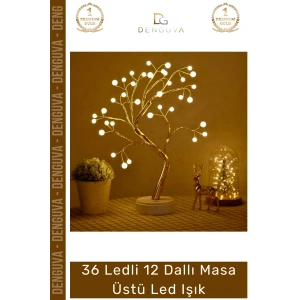 #LedIşık Modern İnci Detaylı Işıklı Ağaç 36 Ledli USB Pilli Ambiyans Aydınlatma Dekoratif Masa Üstü Led Işık