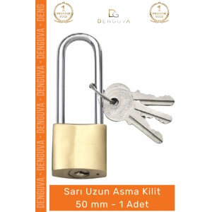#AsmaKilit Pirinç Kaplama Yüksek Güvenlikli Sağlam Dış Mekan Koruma Sarı Uzun Asma Kilit 50 mm - 1 Adet