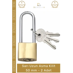 #AsmaKilit Pirinç Kaplama Yüksek Güvenlikli Sağlam Dış Mekan Koruma Sarı Uzun Asma Kilit 50 mm - 2 Adet