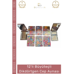 #Ayna 12li Makyaj Kişisel Bakım Kompakt Taşınabilir Hediyelik Promosyon Büyüteçli Dikdörtgen Cep Aynası