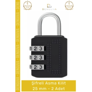 #AsmaKilit Çelik Gövdeli Dayanıklı Güvenli Valiz Dolap Emniyet Mekanizması Şifreli Asma Kilit 25mm - 2 Adet