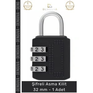 #AsmaKilit Güvenli Dayanıklı Çelik Gövde Pratik Koruma Sağlayan Uzun Ömürlü Şifreli Asma Kilit 32mm - 1 Adet