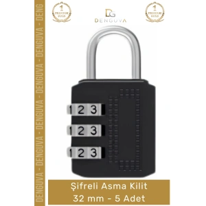 #AsmaKilit Güvenli Dayanıklı Çelik Gövde Pratik Koruma Sağlayan Uzun Ömürlü Şifreli Asma Kilit 32mm - 5 Adet