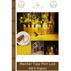 #LedIşık Dekoratif Şişe Süsleme Işığı Günışığı Pilli Esnek Tel Mantar Tıpa Peri Led 50li Paket