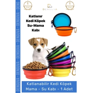 #SuKabı Katlanabilir Silikon Akordeon Kedi Köpek Seyahat Tipi Pratik Evcil Hayvan Mama Su Kabı - 1 Adet