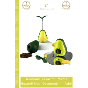 #KediOyuncağı Avokado Şeklinde Kedi Naneli İnteraktif Hareketli Eğitici Ödül Kapak Mama Hazneli Kedi Oyuncağı - 1 Adet