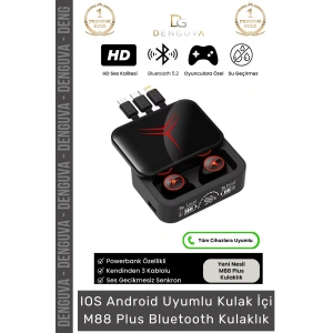 #Kulaklık Powerbanklı Suya Dayanıklı HD Ses Oyuncu Gürültü Engelleyici M88 Plus Kablosuz Kulaklık