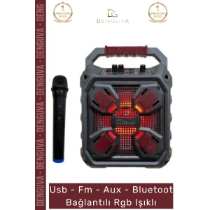 #Hoparlör Taşınabilir Bluetooth Amfili Hoparlör 65 inç USB Aux Şarjlı Mikrofon Siyah Karaoke Box