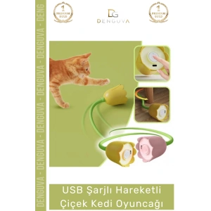 #KediOyuncağı İnteraktif USB Şarjlı Yumuşak Silikon Eğlenceli Kuyruklu Hareketli Çiçek Kedi Oyuncağı