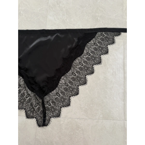 Asimetrik Dantelli Saten Bel Aksesuarı