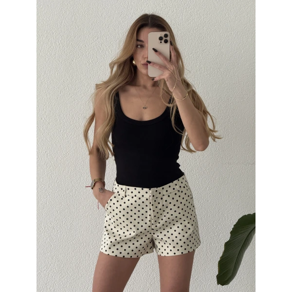 Puantiyeli Palazzo Şort