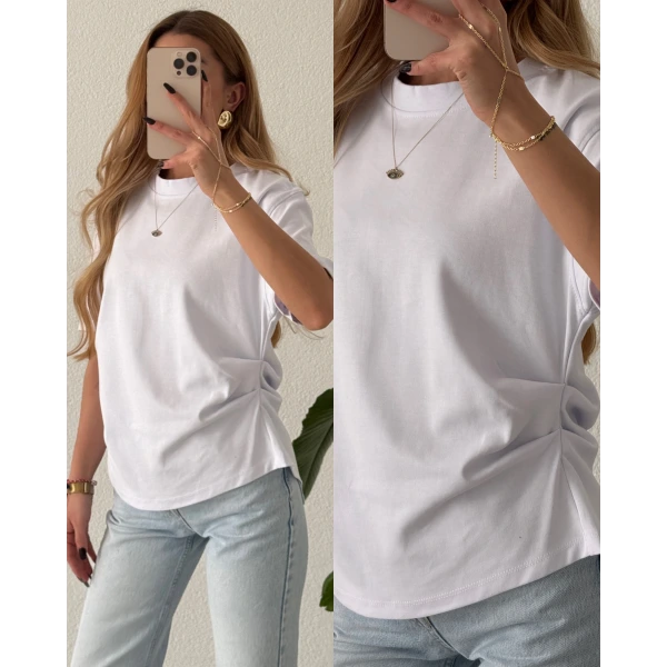 Pileli Basic Tişört