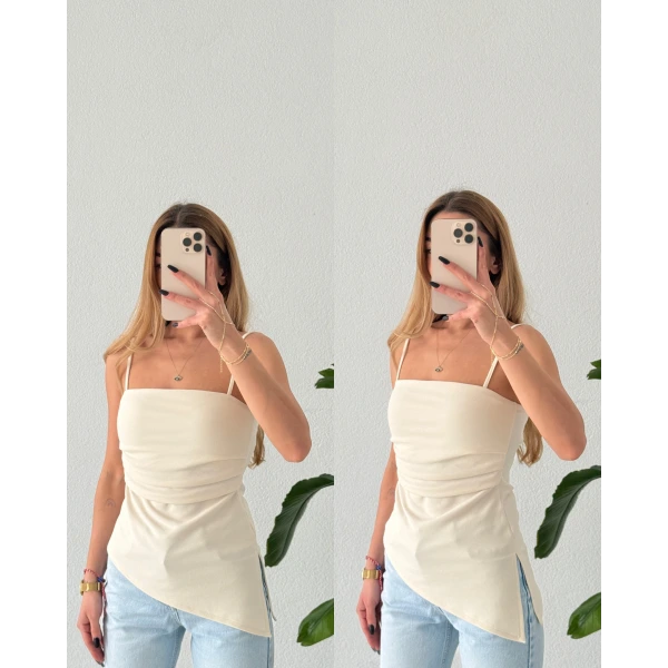 Asimetrik Yırtmaçlı Bel Drapeli Basic