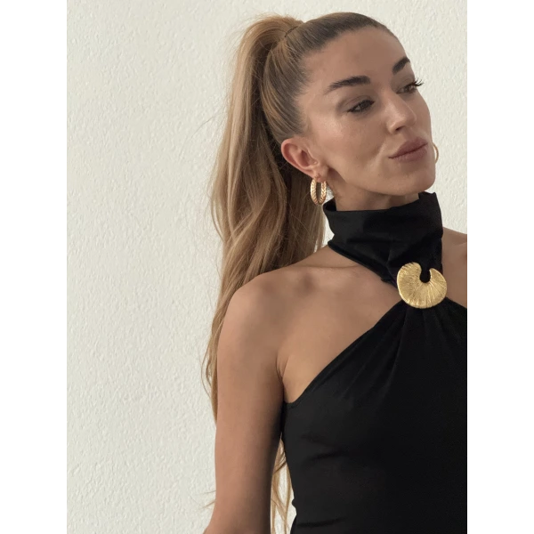 Aksesuarlı Midi Elbise