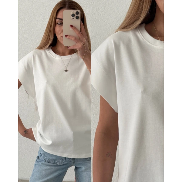 Düşük Kol Pamuk Basic Tişört