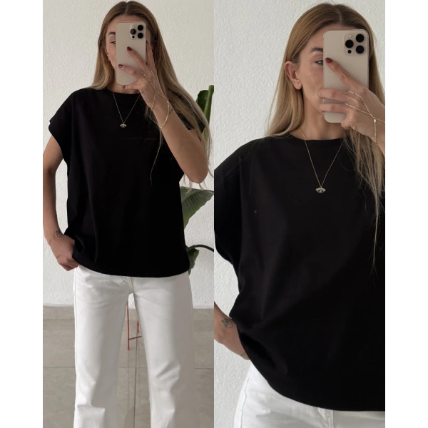Düşük Kol Pamuk Basic Tişört