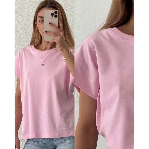 Düşük Kol Pamuk Basic Tişört