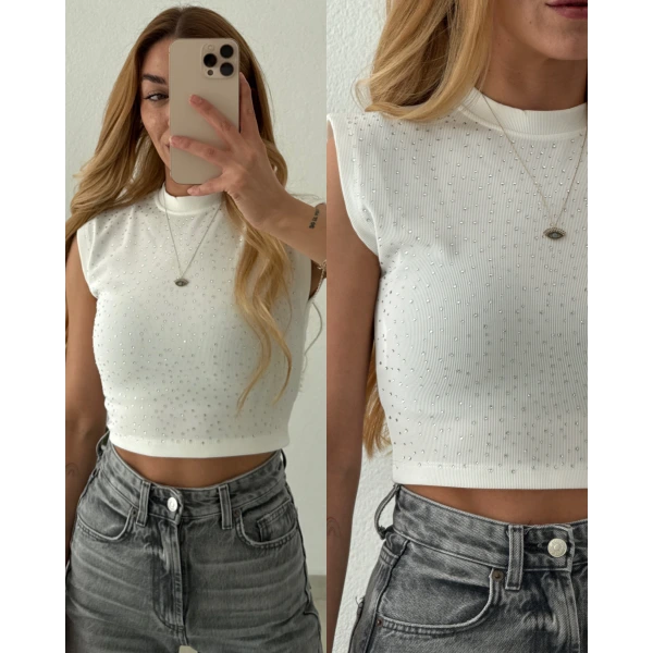Taşlı Crop Top