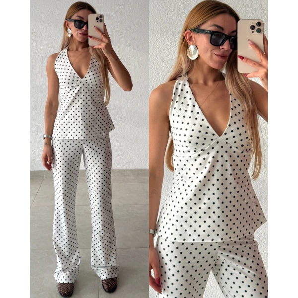 Halter Yaka Puantiyeli Takım
