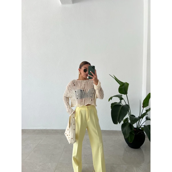 Ajurlu Mevsimlik Yırtıklı Triko