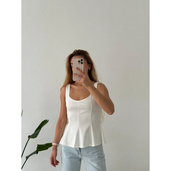 Askılı Volanlı Kadın Bluz