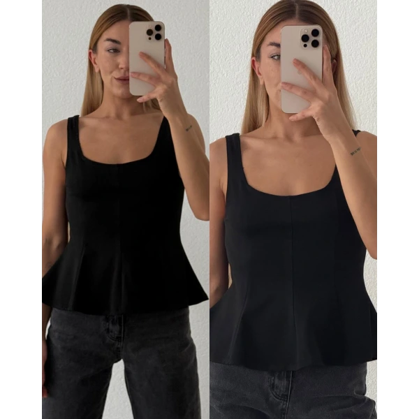 Askılı Volanlı Kadın Bluz