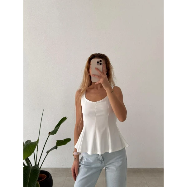 Askılı Volanlı Kadın Bluz