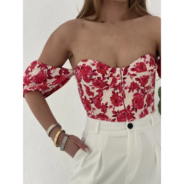 Desenli Agraflı Crop